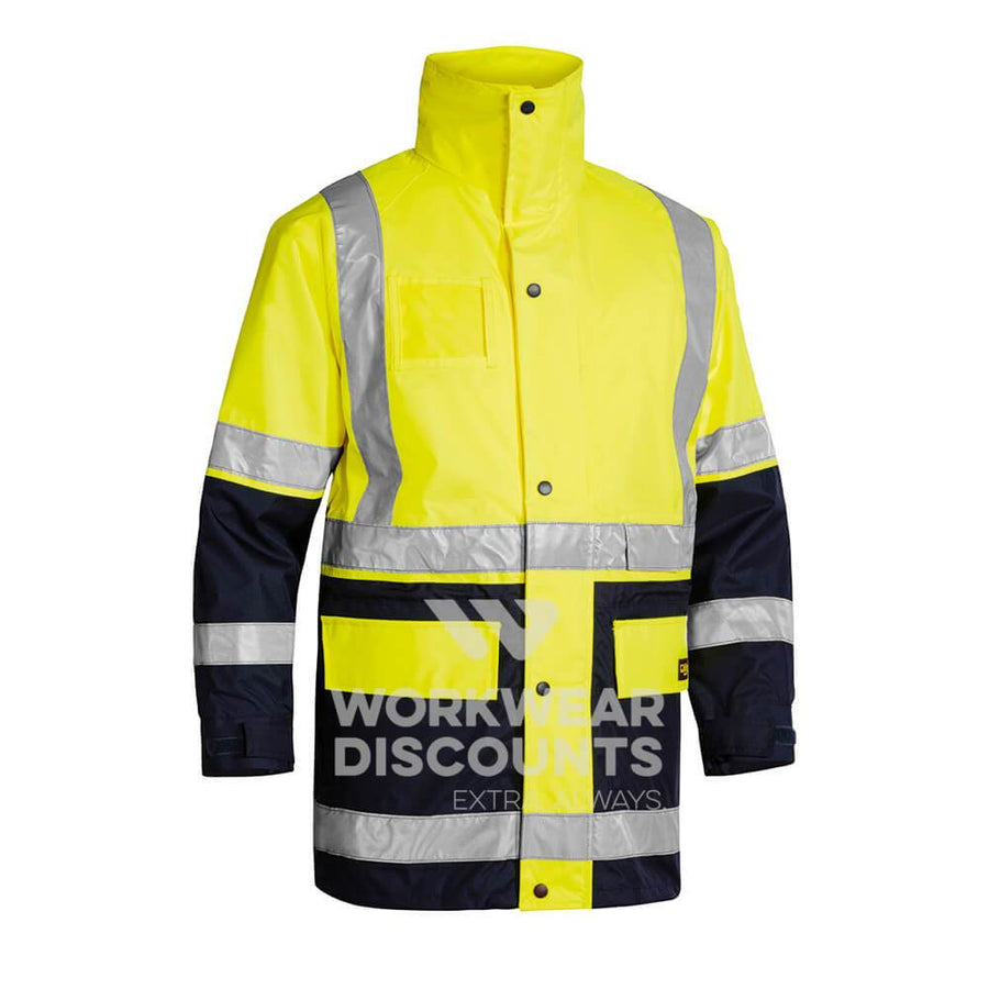 Bisley BK6975 Hi-Vis Five in One Jacket Yellow Navy Front