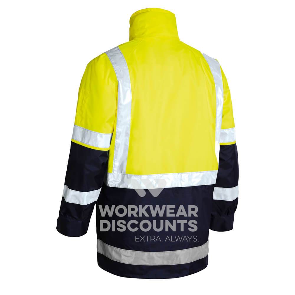 Bisley BK6975 Hi-Vis Five in One Jacket Yellow Navy Back