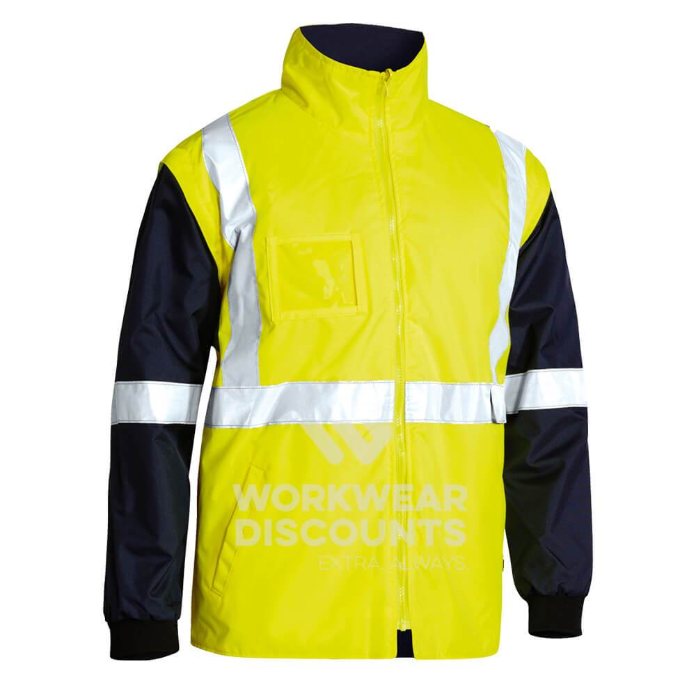 Bisley BK6975 Hi-Vis Five in One Jacket Yellow Navy View 3