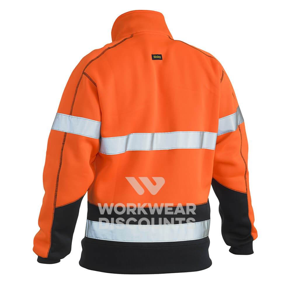 Bisley BK6989T Hi-Vis Taped Fleece Pullover Orange Navy Back