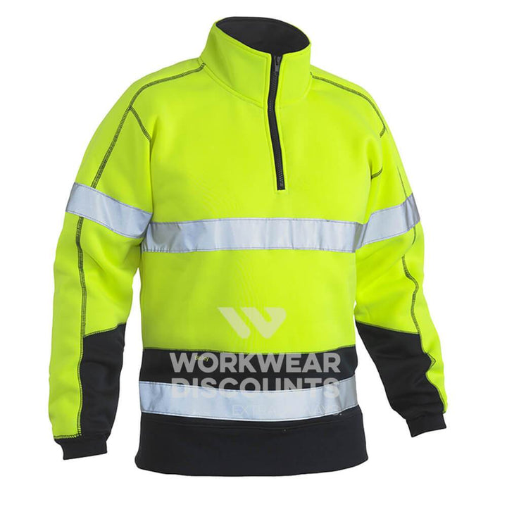 Bisley BK6989T Hi-Vis Taped Fleece Pullover Yellow Navy Front