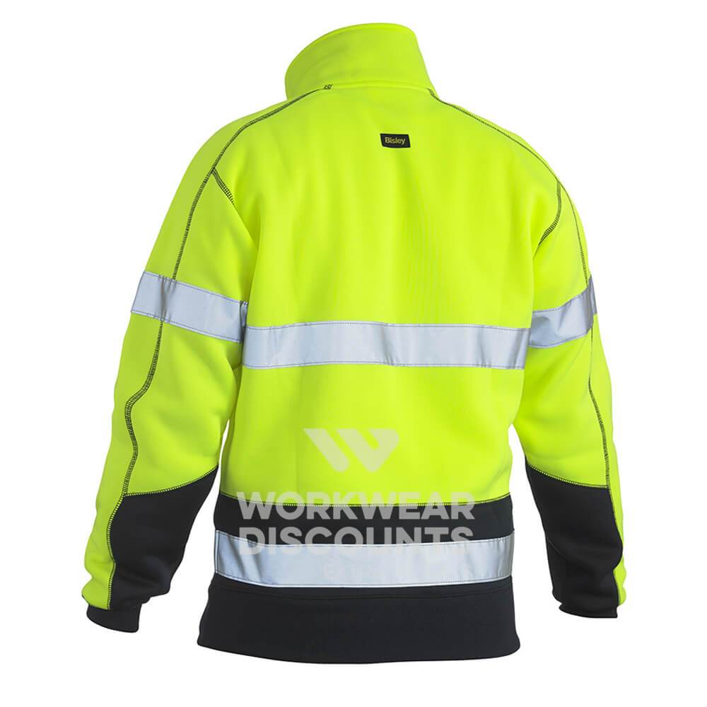 Bisley BK6989T Hi-Vis Taped Fleece Pullover Yellow Navy Back