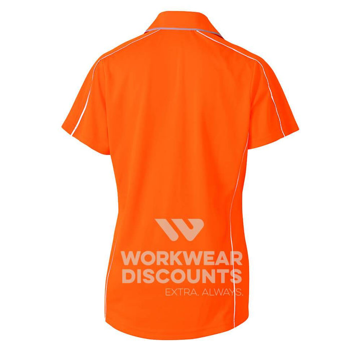 Bisley BKL1425 Ladies Cool Mesh Polo Shirt with Reflective Piping Short Sleeve Orange Back