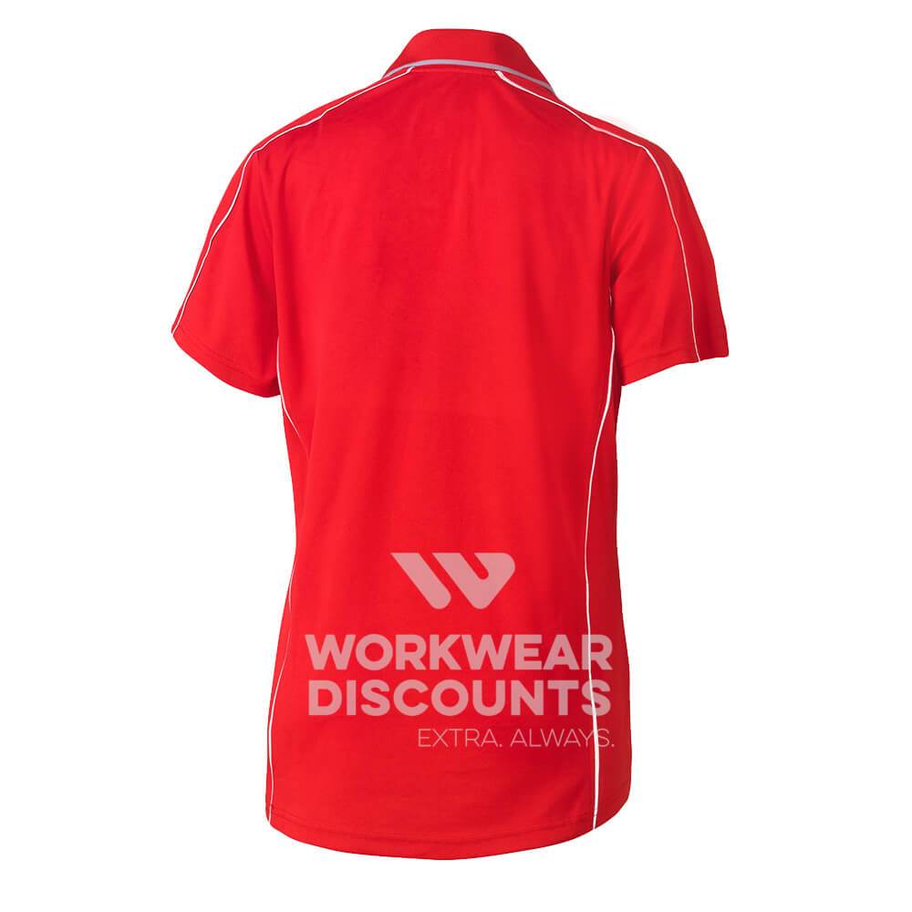 Bisley BKL1425 Ladies Cool Mesh Polo Shirt with Reflective Piping Short Sleeve Red Back