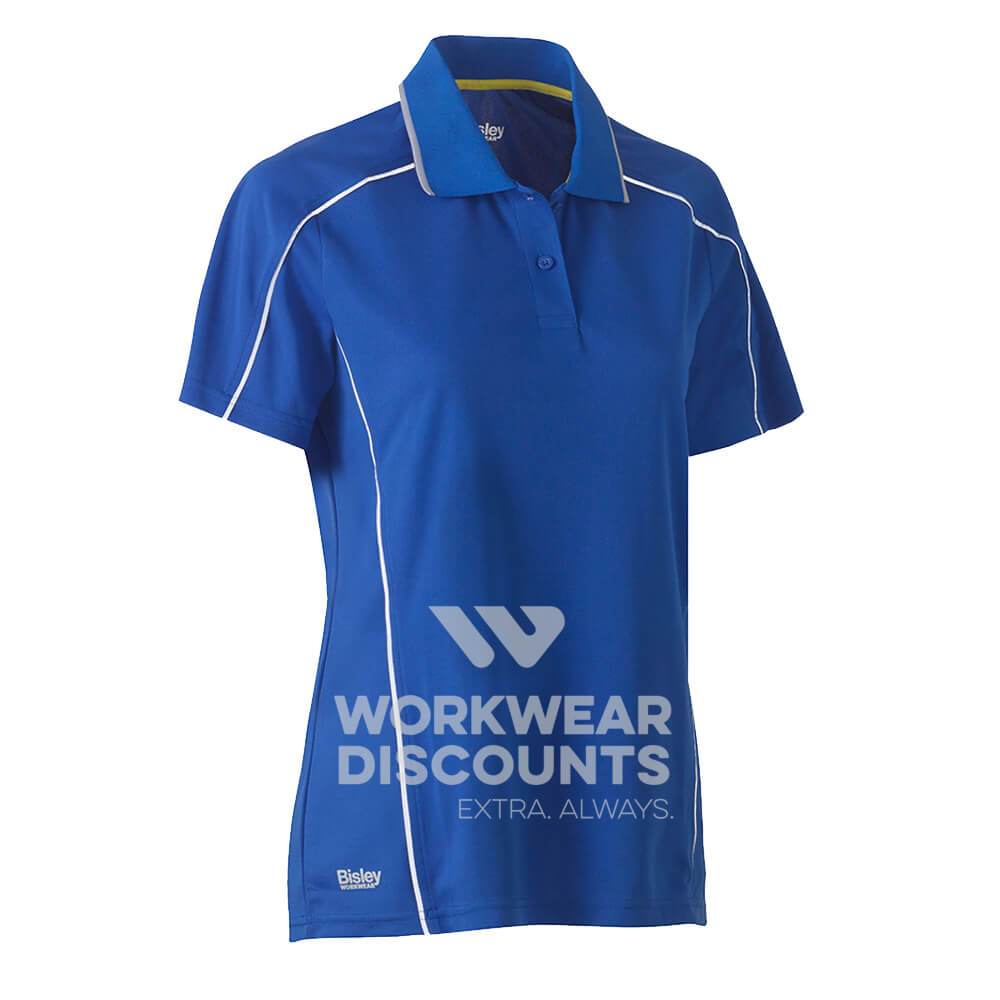 Bisley BKL1425 Ladies Cool Mesh Polo Shirt with Reflective Piping Short Sleeve Royal Front