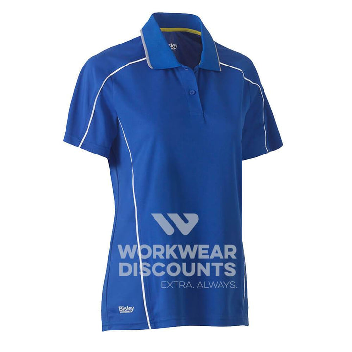 Bisley BKL1425 Ladies Cool Mesh Polo Shirt with Reflective Piping Short Sleeve Royal Front