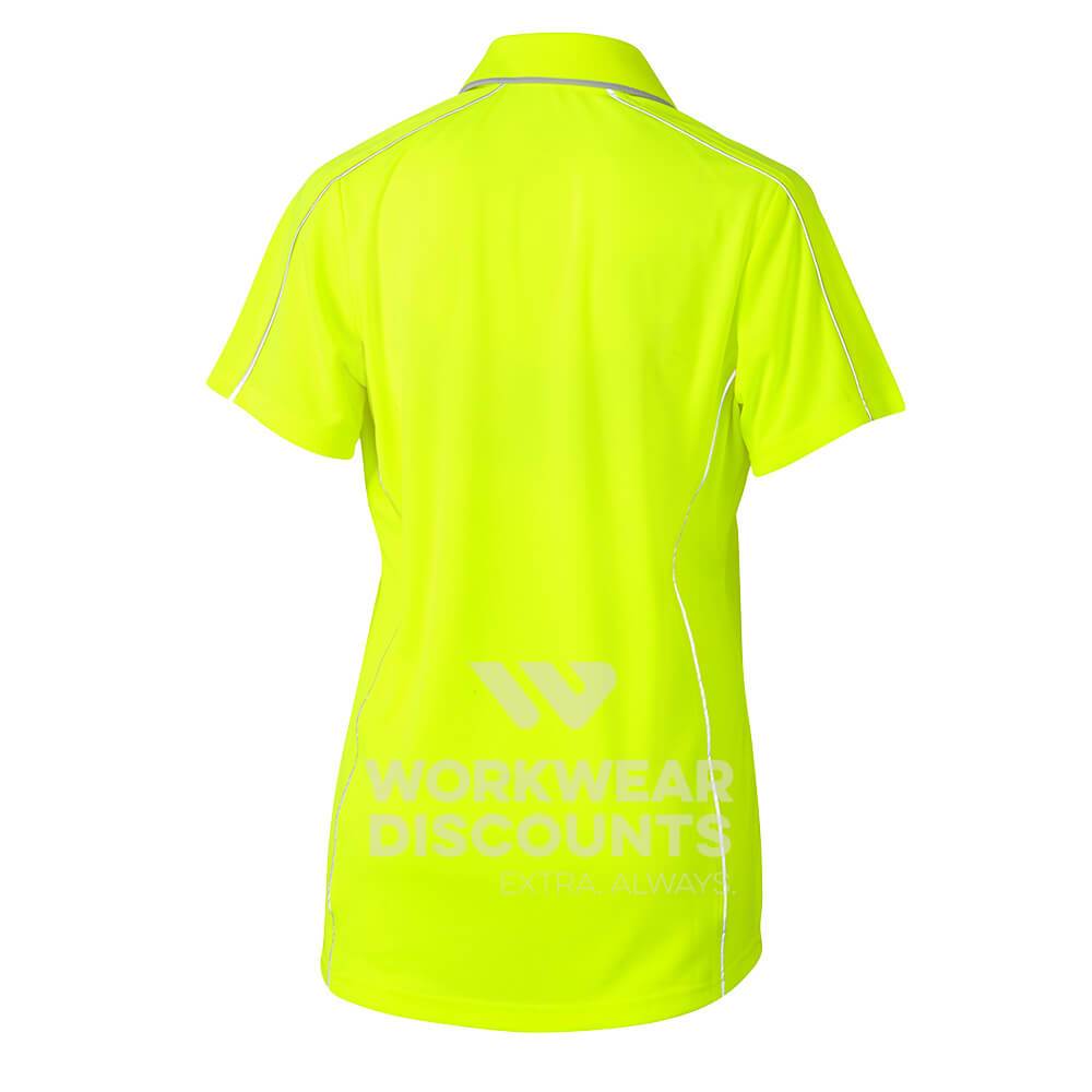 Bisley BKL1425 Ladies Cool Mesh Polo Shirt with Reflective Piping Short Sleeve Yellow Back