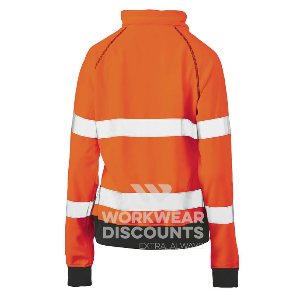 Bisley BKL6818T Womens Hi-Vis Taped Fleece Jumper Orange Navy Back