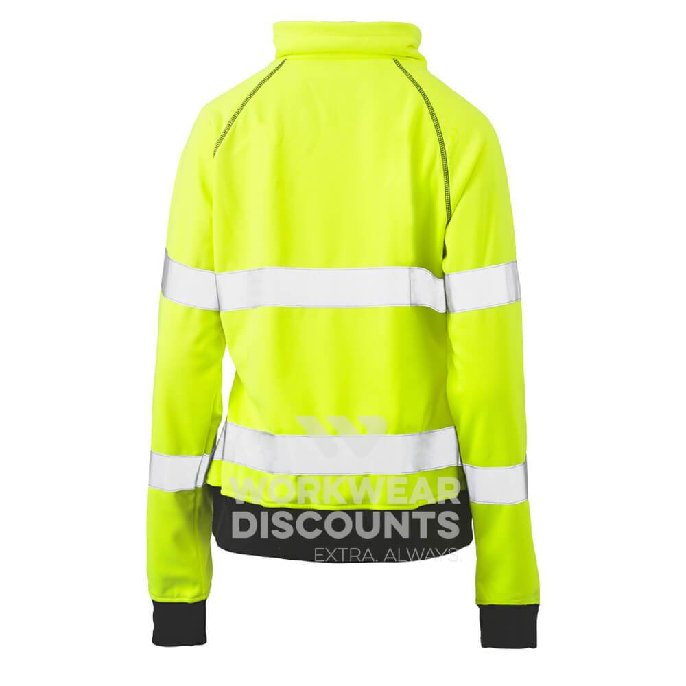 Bisley BKL6818T Womens Hi-Vis Taped Fleece Jumper Yellow Navy Back