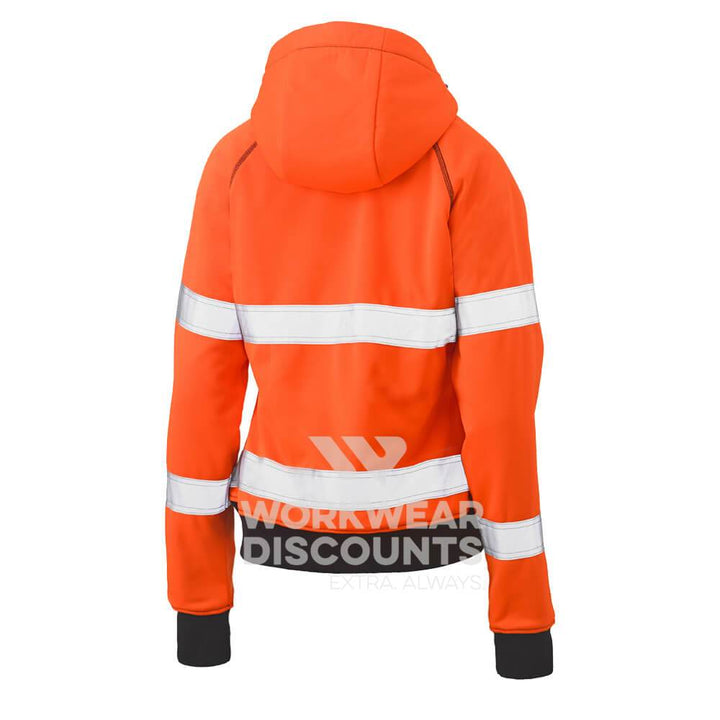 Bisley BKL6819T Womens Hi-Vis Taped Fleece Hoodie Orange Navy Back