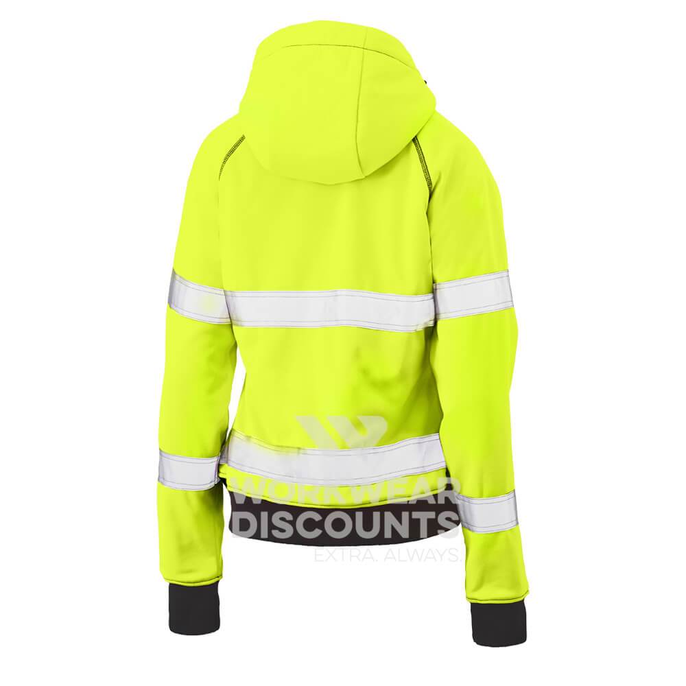 Bisley BKL6819T Womens Hi-Vis Taped Fleece Hoodie Yellow Navy Back