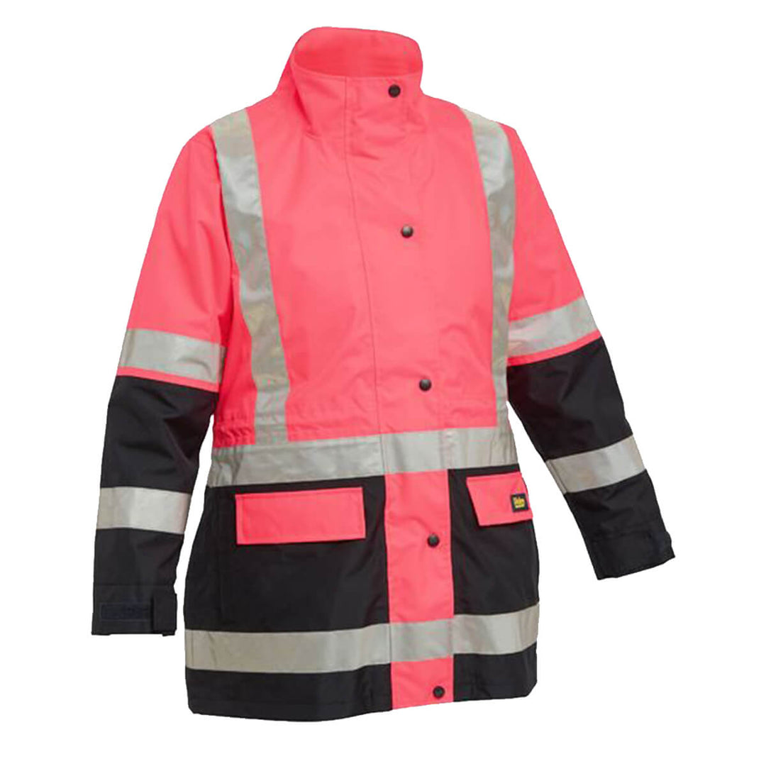 Bisley BKL6975 Womens Taped Hi Vis 5 In 1 Rain Jacket Pink/Navy