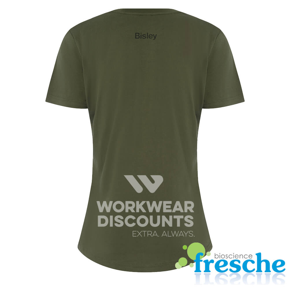 Bisley BKTL064 Ladies Cotton Logo Tee Short Sleeve Green Back