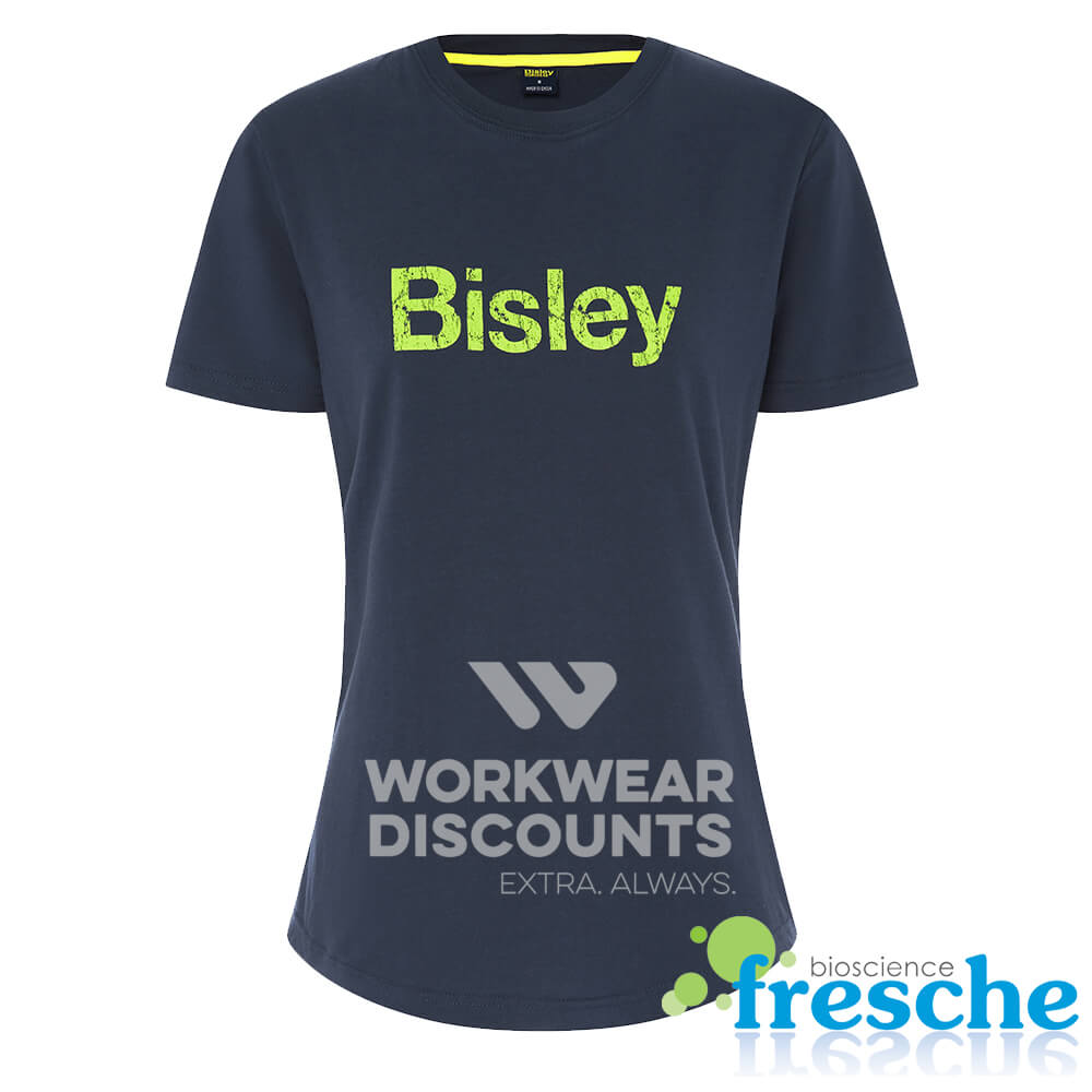 Bisley BKTL064 Ladies Cotton Logo Tee Short Sleeve Navy Front