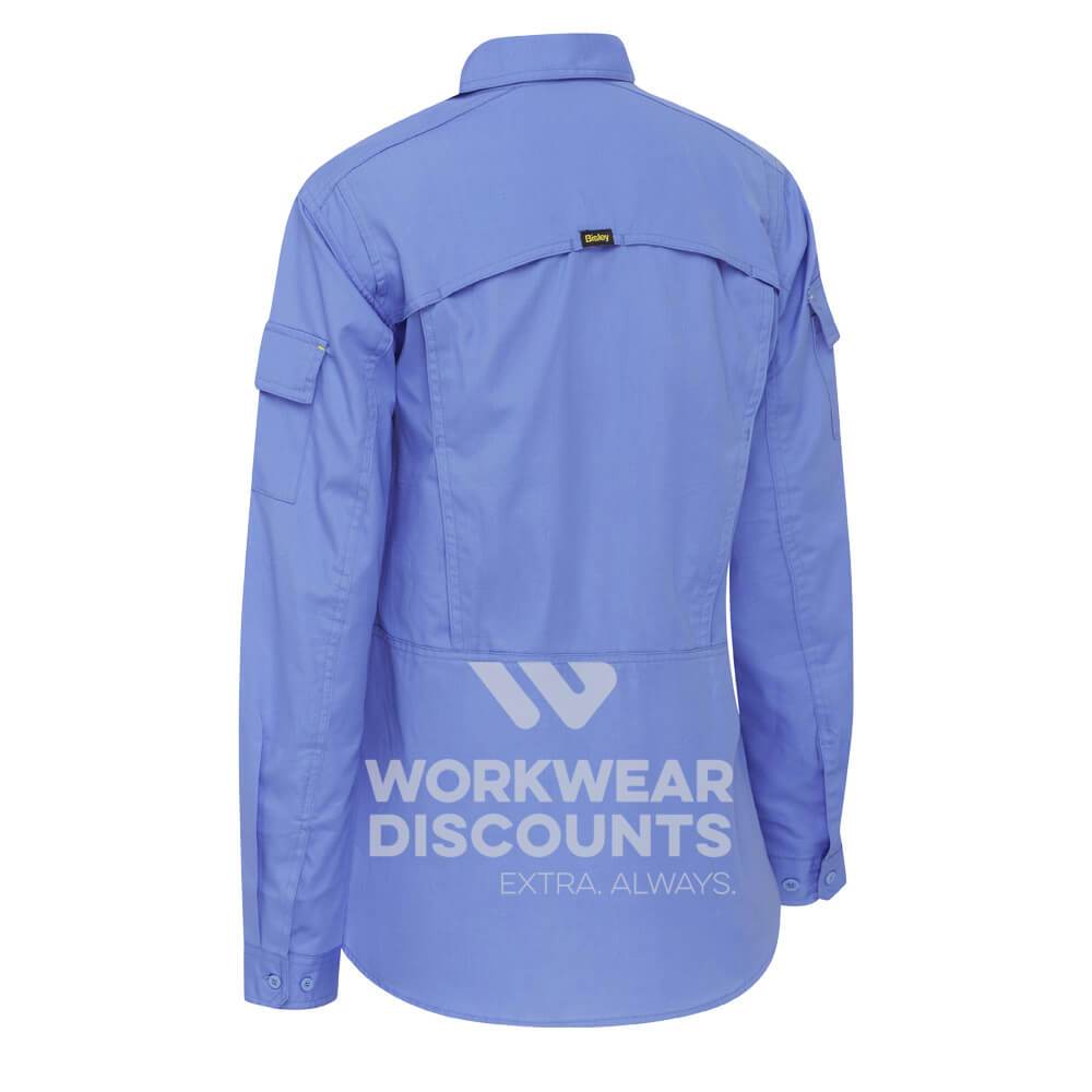 Bisley BL6414 Ladies Airflow Ripstop Vented Work Shirt Long Sleeve Blue Back