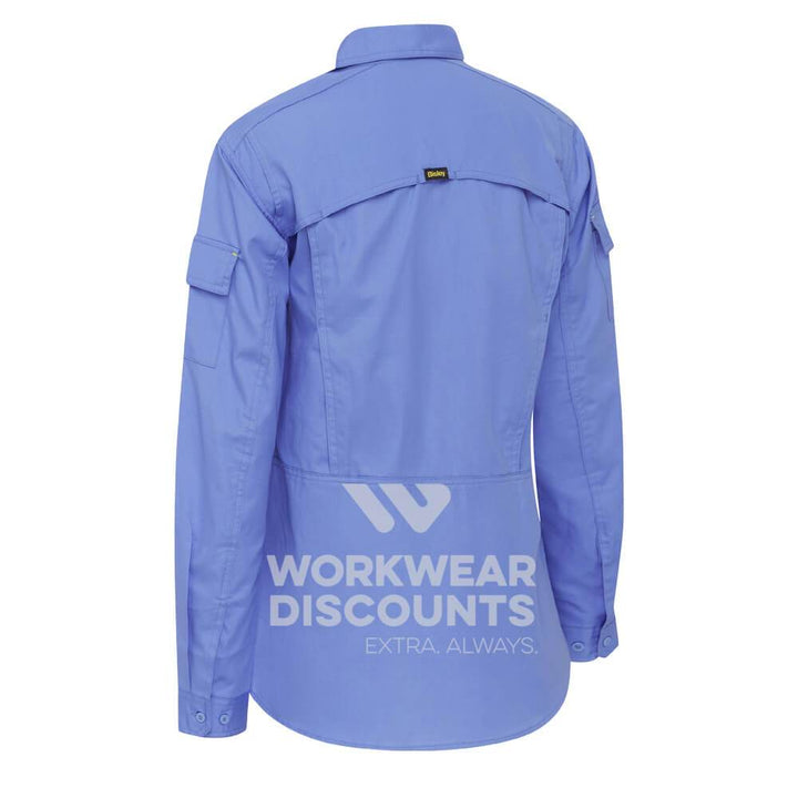 Bisley BL6414 Ladies Airflow Ripstop Vented Work Shirt Long Sleeve Blue Back