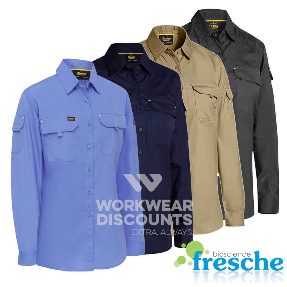 Bisley BL6414 Ladies Airflow Ripstop Vented Work Shirt Long Sleeve
