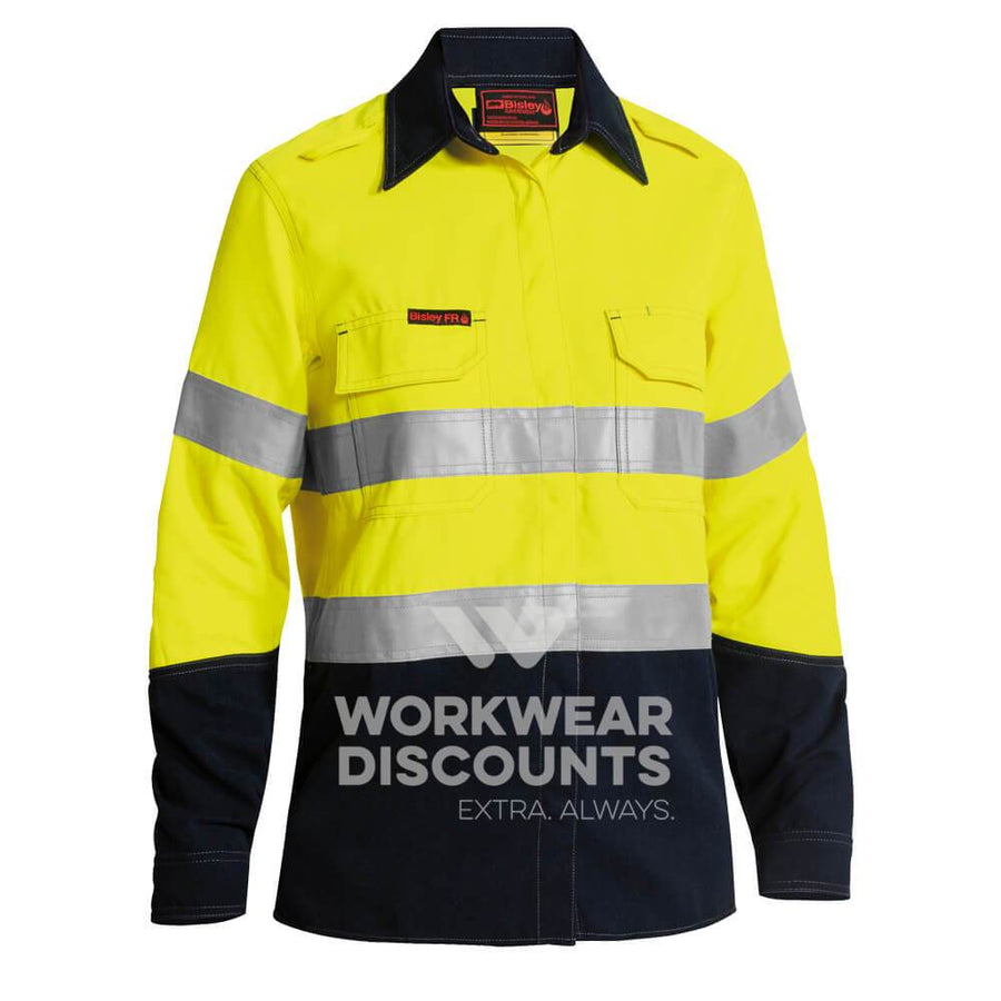 Bisley BL8082T Ladies TenCate Tecasafe Plus Two Tone Hi-Vis Taped Non-Vented FR Shirt Yellow