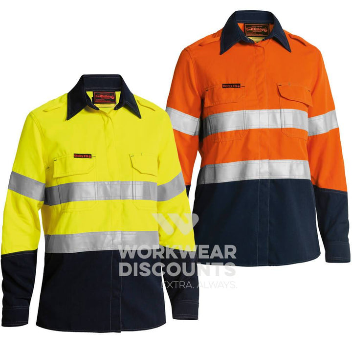 Bisley BL8082T Ladies TenCate Tecasafe Plus Two Tone Hi-Vis Taped Non-Vented FR Shirt