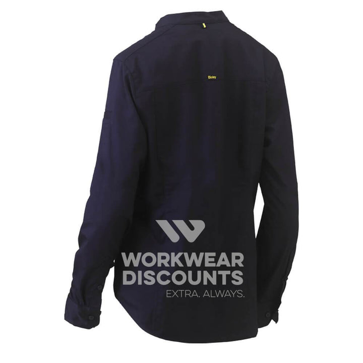 Bisley BLC6063 Womens Stretch V-Neck Closed Front Shirt Long Sleeve Navy Back