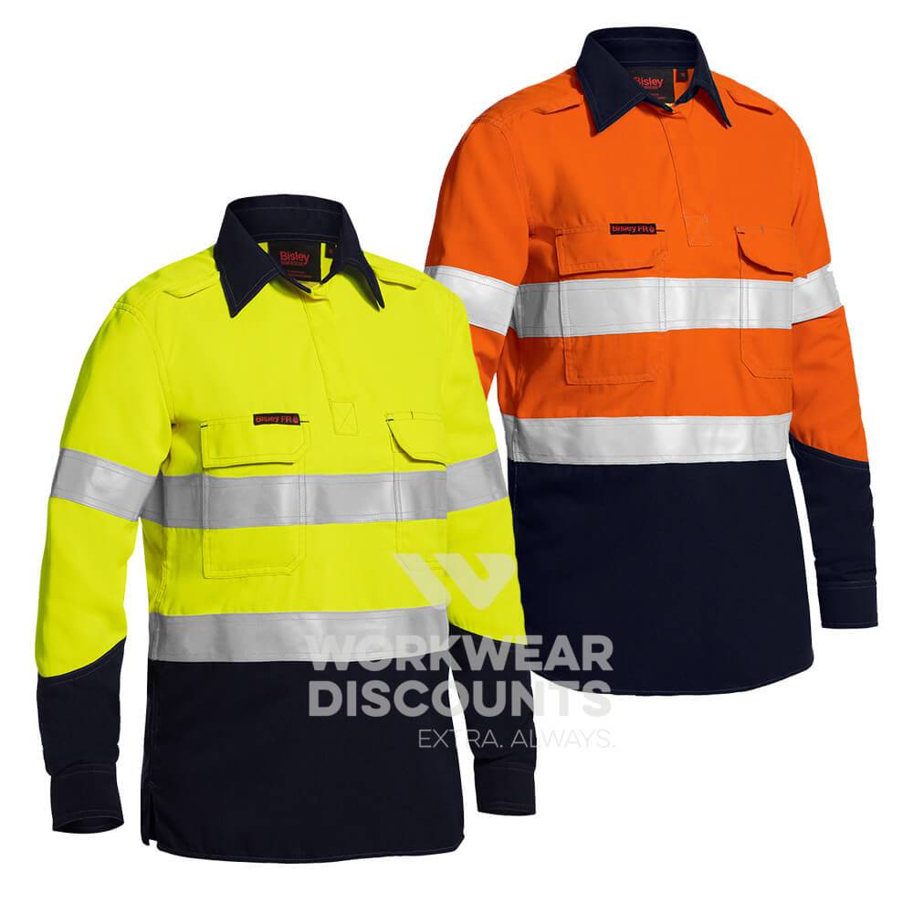 Bisley BLC8075T Ladies TenCate Tecasafe Plus Two Tone Hi-Vis Taped Closed Front Vented FR Shirt