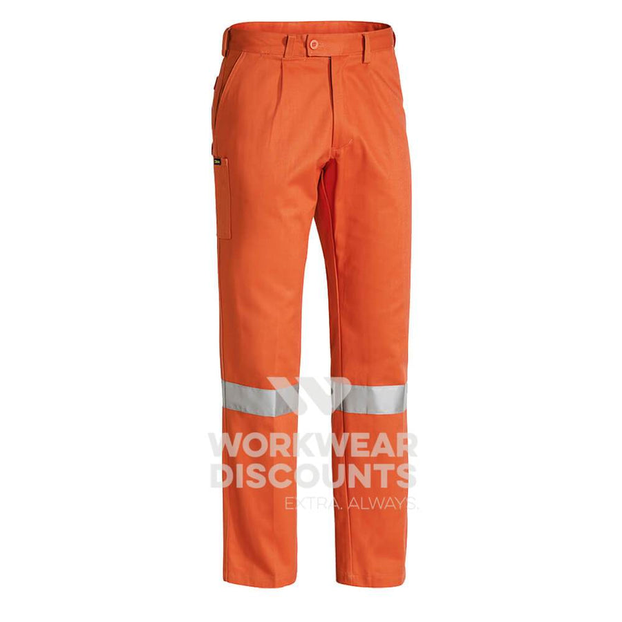Bisley BP6007T Taped Cotton Drill Pants Orange Front