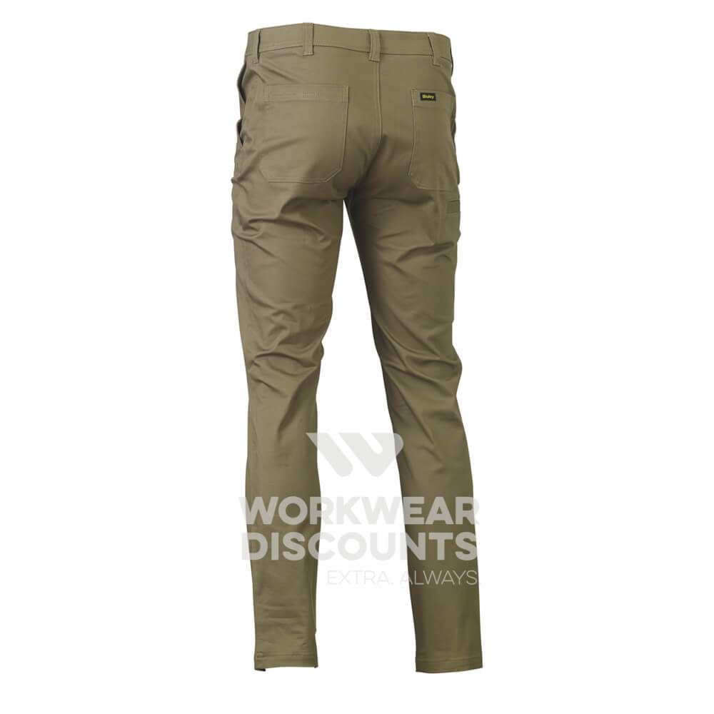Bisley BP6008 Stretch Cotton Drill Work Pants Khaki Back