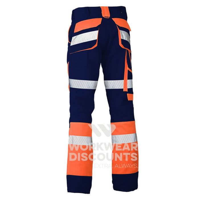 Bisley BP6412T Hi-Vis Contrast Biomotion Taped Pant Navy Orange Back
