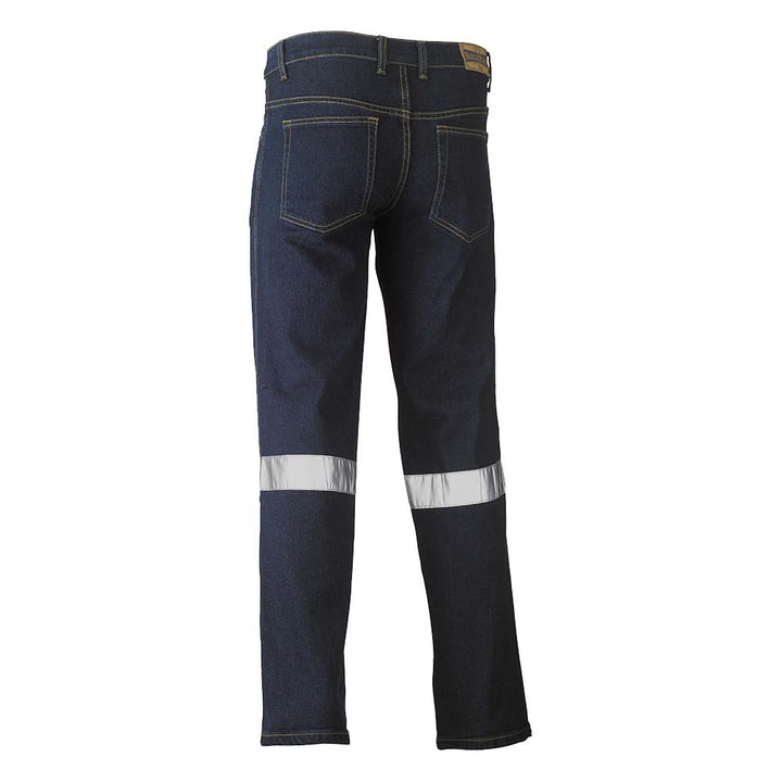 Bisley BP6712T Taped Stretch Denim Jeans Blue Back