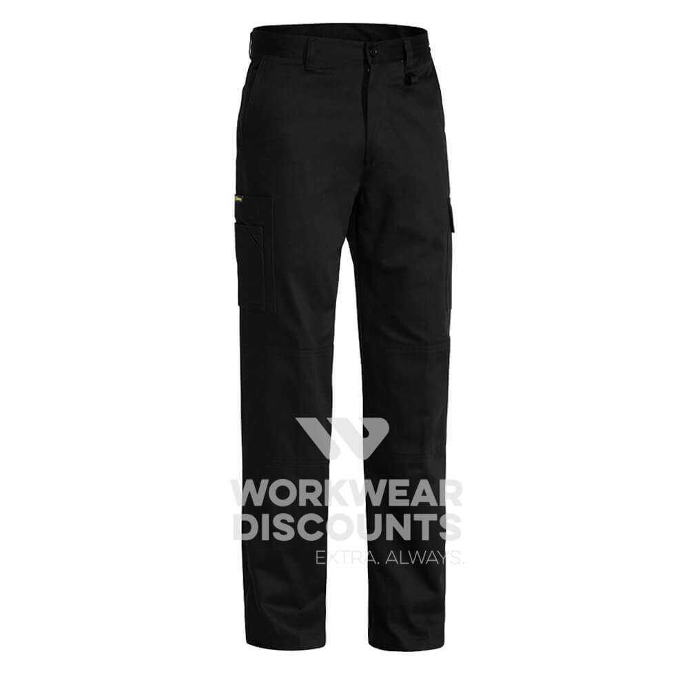 Bisley BP6999 Cool Middleweight Cotton Drill Utility Pants Black Front