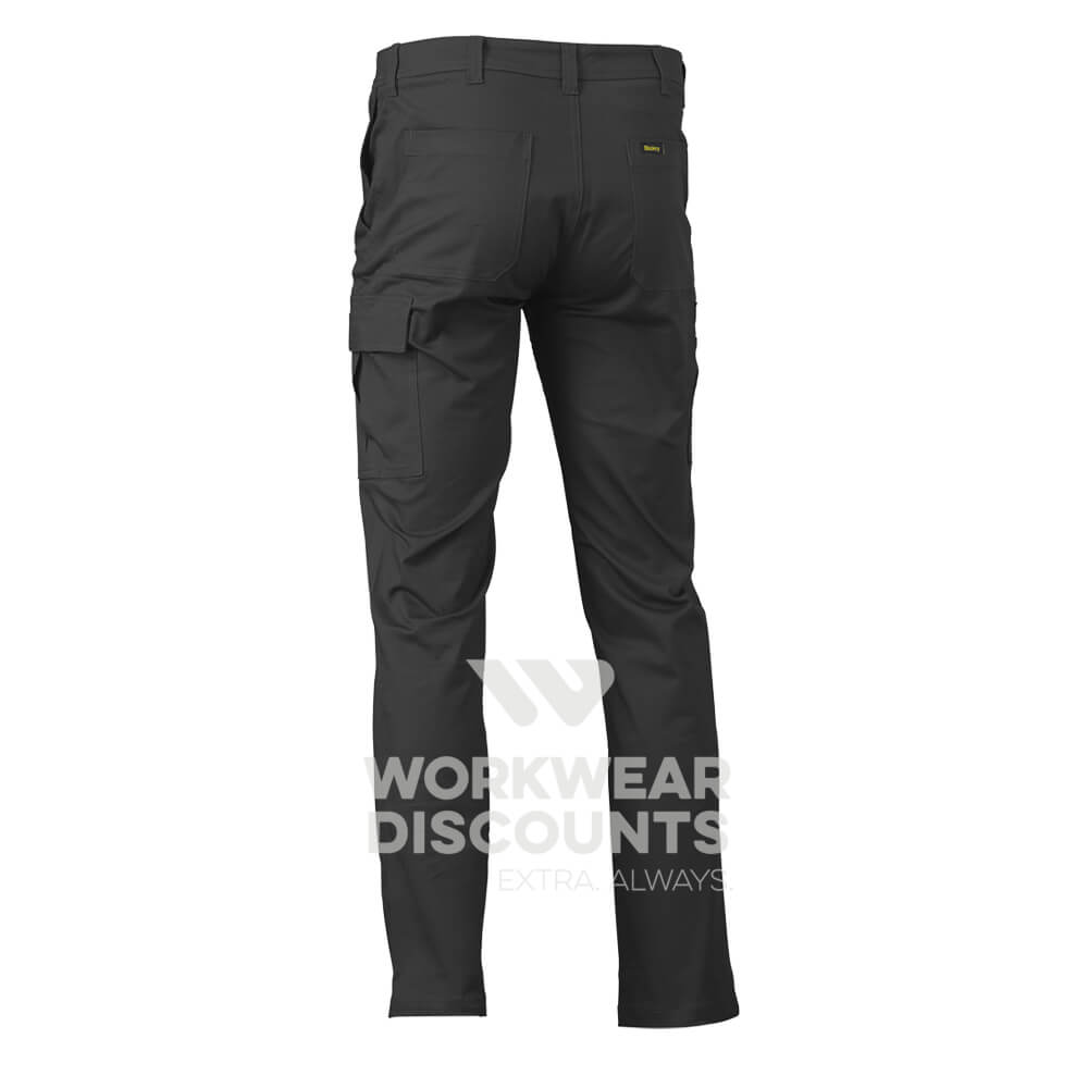Bisley BPC6008 Stretch Cotton Drill Cargo Pants Black Back
