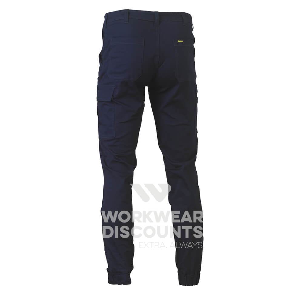 Bisley BPC6028 Stretch Cotton Drill Cargo Cuffed Pants Navy Back
