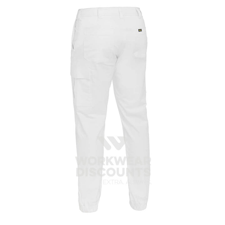 Bisley BPC6028 Stretch Cotton Drill Cargo Cuffed Pants White