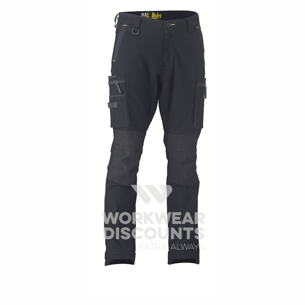 Bisley BPC6330 Flex & Move Stretch Utility Zip Cargo Pant Black Front