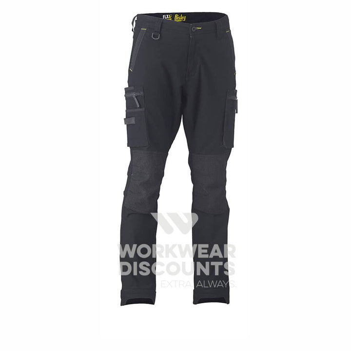Bisley BPC6330 Flex & Move Stretch Utility Zip Cargo Pant Black Front