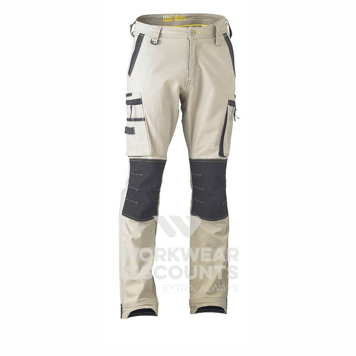 Bisley BPC6330 Flex & Move Stretch Utility Zip Cargo Pant Stone Front