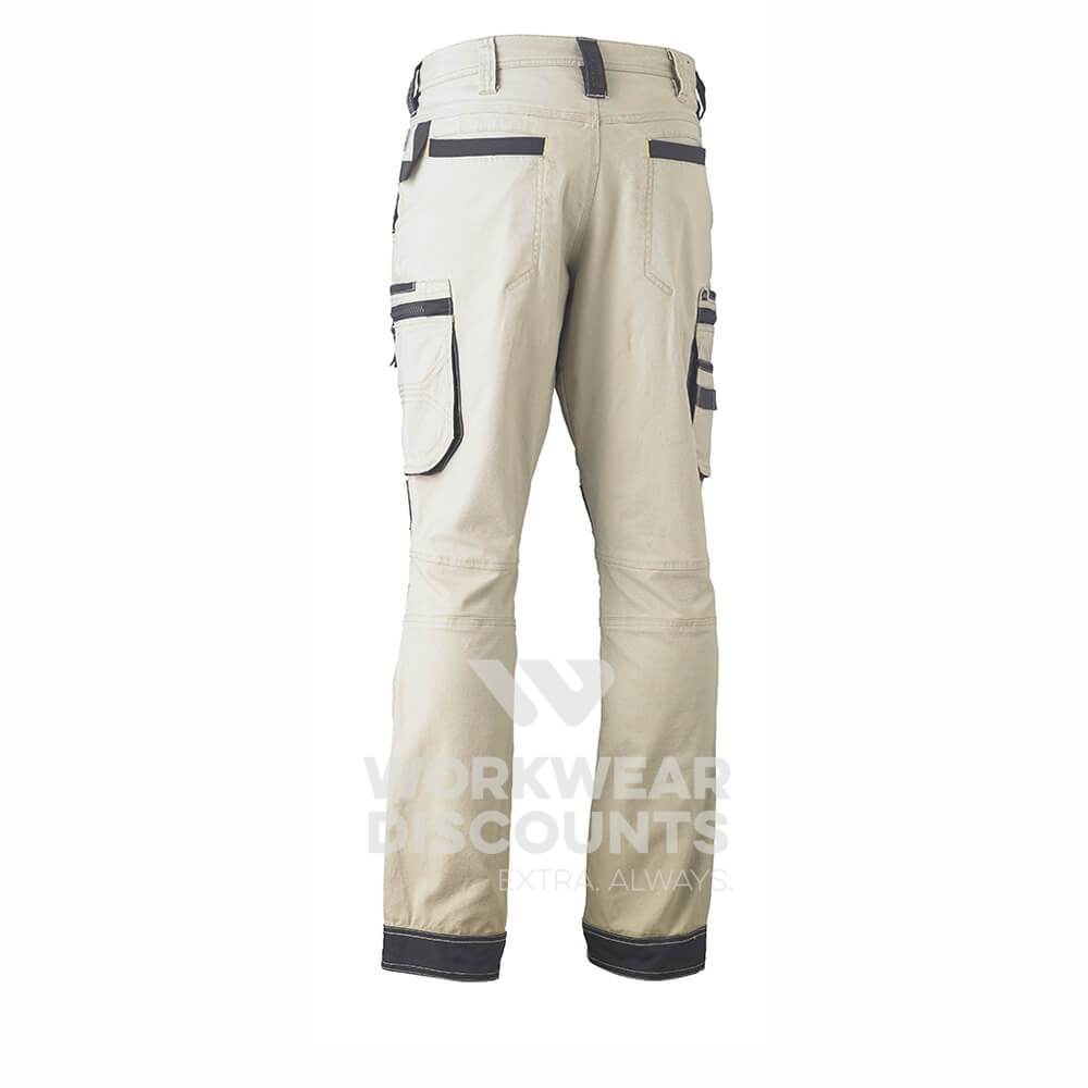 Bisley BPC6330 Flex & Move Stretch Utility Zip Cargo Pant Stone Back