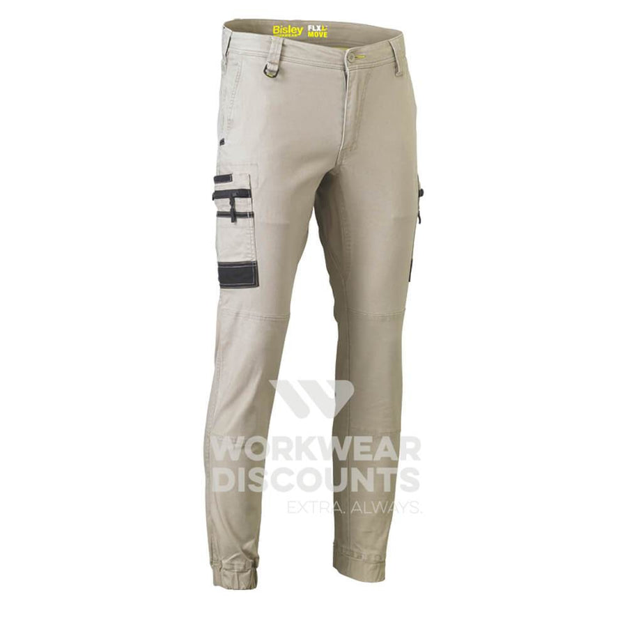 Bisley BPC6334 Flex & Move Stretch Cargo Cuffed Pants Stone Front