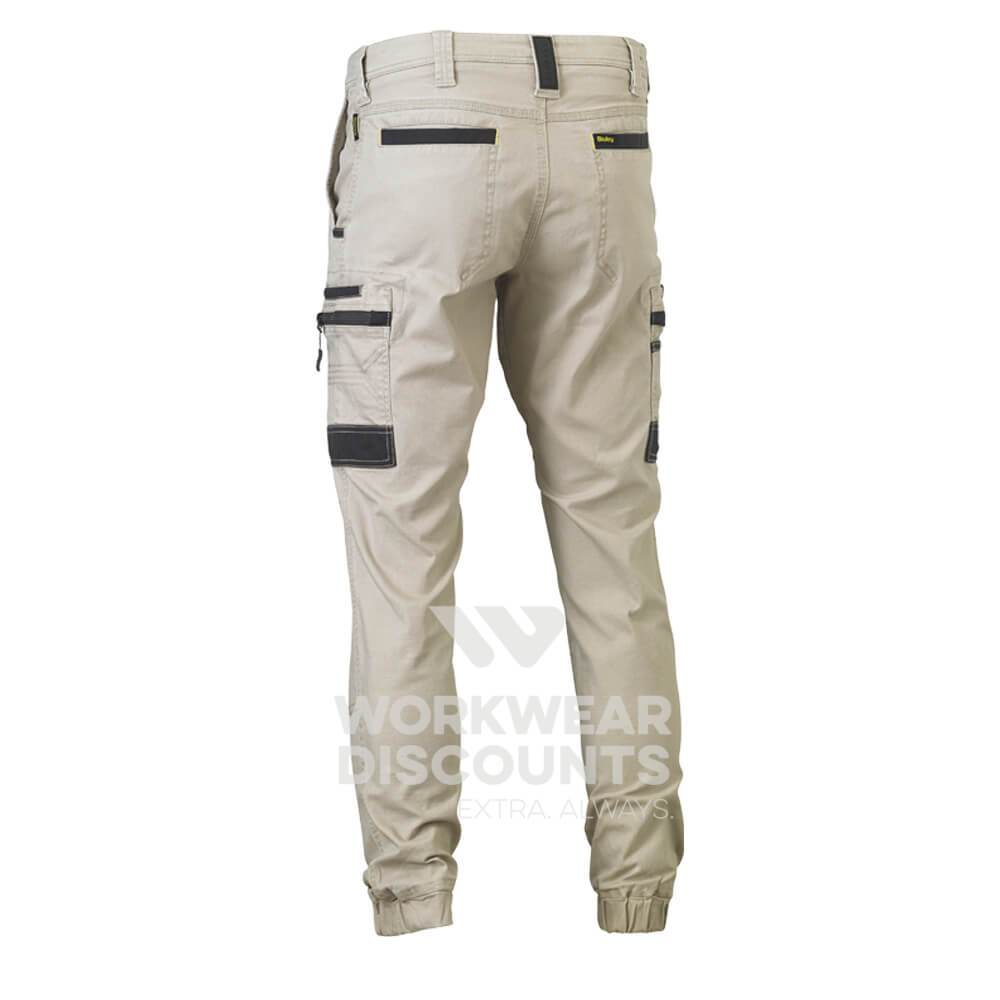 Bisley BPC6334 Flex & Move Stretch Cargo Cuffed Pants Stone Back