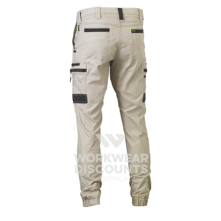 Bisley BPC6334 Flex & Move Stretch Cargo Cuffed Pants Stone Back