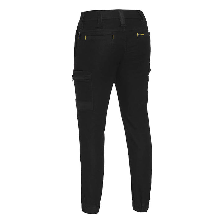 Bisley BPC6335 Stretch Denim Cargo Cuffed Pants Black Back