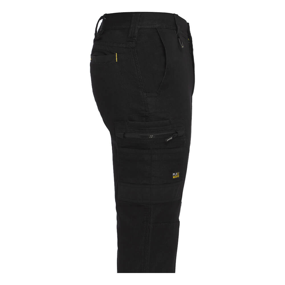 Bisley BPC6335 Stretch Denim Cargo Cuffed Pants Black Side