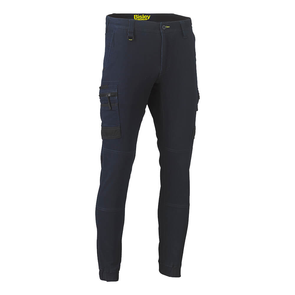 Bisley BPC6335 Stretch Denim Cargo Cuffed Pants Denim Front