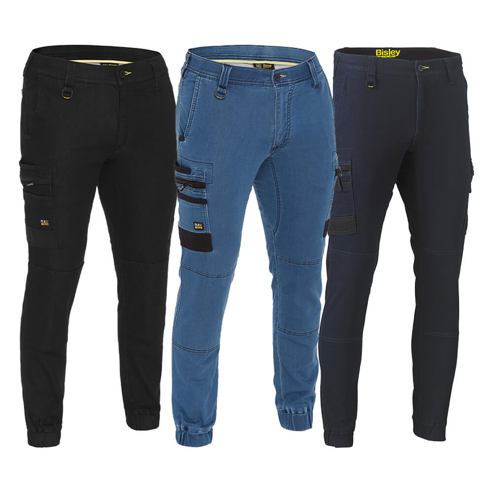 Bisley BPC6335 Stretch Denim Cargo Cuffed Pants