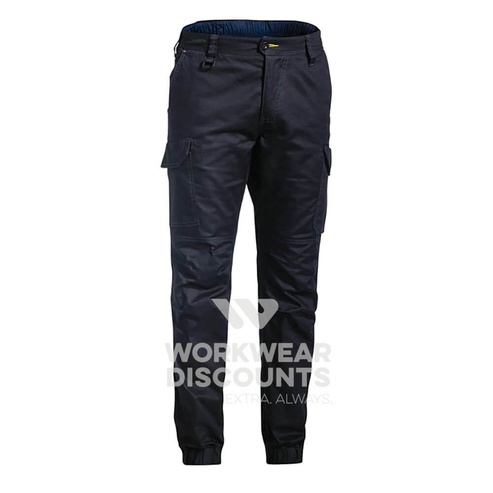 Bisley BPC6476 Engineered Ripstop Stove Pipe Cargo Work Pant Black Front