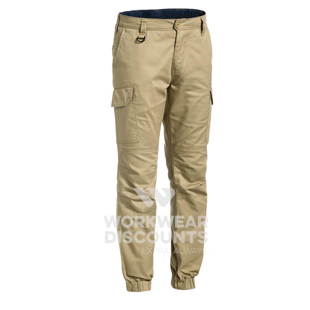 Bisley BPC6476 Engineered Ripstop Stove Pipe Cargo Work Pant Khaki Front