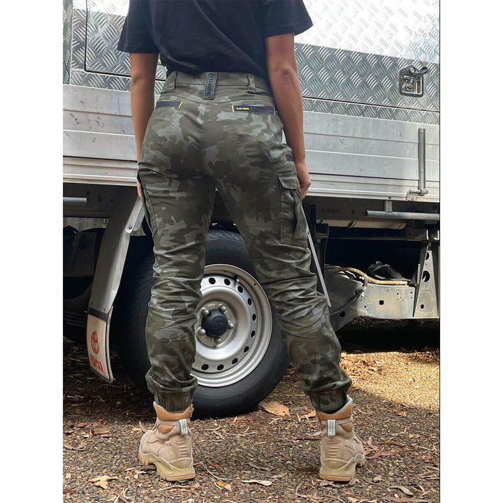 Bisley BPCL6337 Womens Flx & Move Stretch Camo Cargo Pants - Limited Edition Charcoal Honeycomb