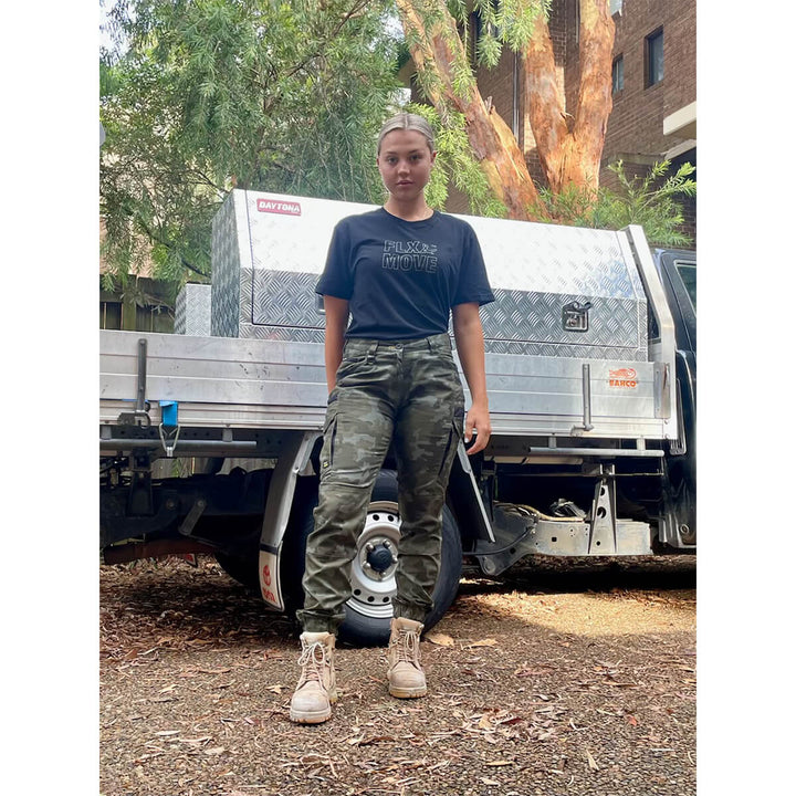 Bisley BPCL6337 Womens Flx & Move Stretch Camo Cargo Pants - Limited Edition Charcoal Camo