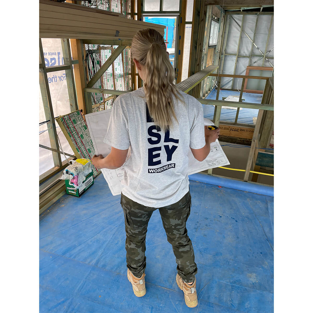 Bisley BPCL6337 Womens Flx & Move Stretch Camo Cargo Pants - Limited Edition Grey Paint Splatter