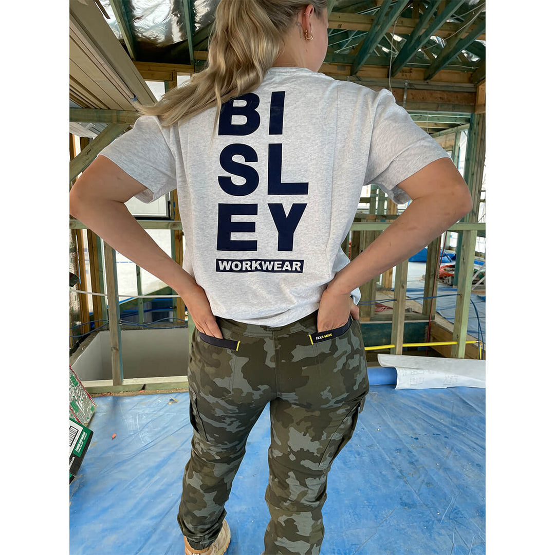 Bisley BPCL6337 Womens Flx & Move Stretch Camo Cargo Pants - Limited Edition Charcoal Honeycomb